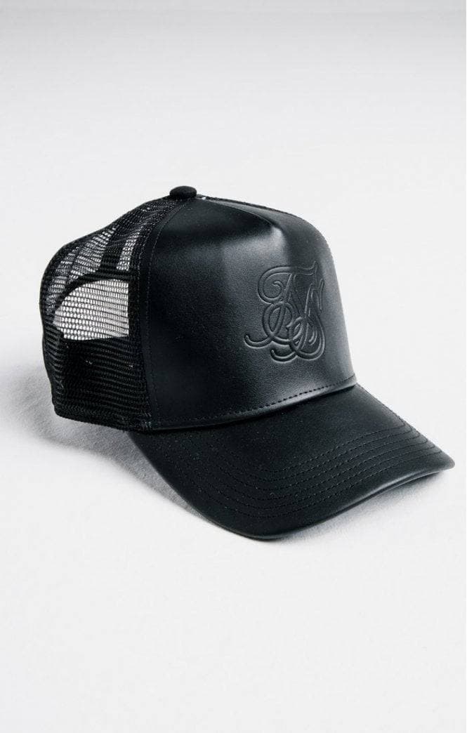 Product SikSilk Debossed Leather Mesh Trucker – Black