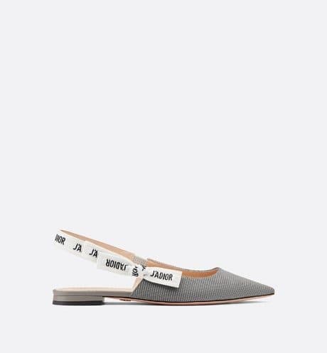 Moda Gray J'Adior Slingback Technical Fabric Flat - Shoes - Dior