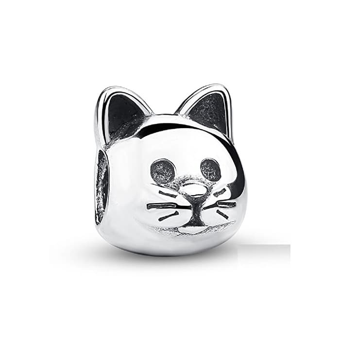 Fashion FeatherWish 925 Sterling Silver I Love My Cat Animalito de perlas Charm