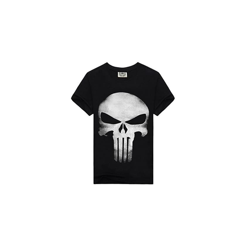 Fashion Kairuun Hombre Camisetas Divertidas Calavera Hip-Hop T-Shirts Verano Punk Cráneo Manga Corta