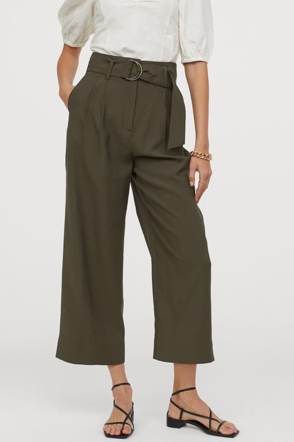 Product Wide belted green trousers 