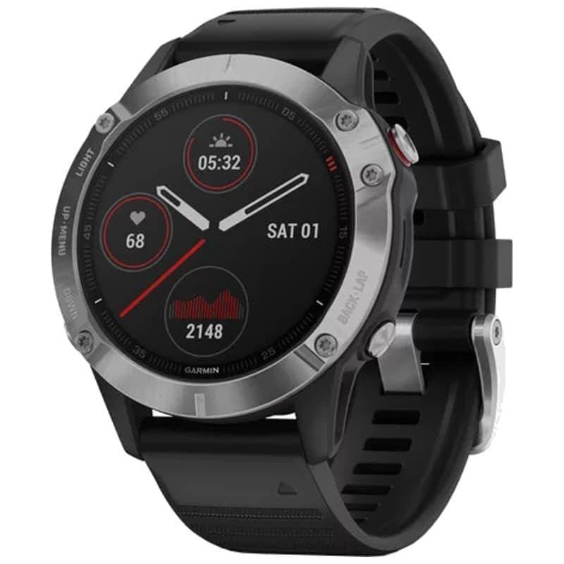 Moda Garmin Fenix ​​6 Preto / Prata Bracelete Preto 47mm