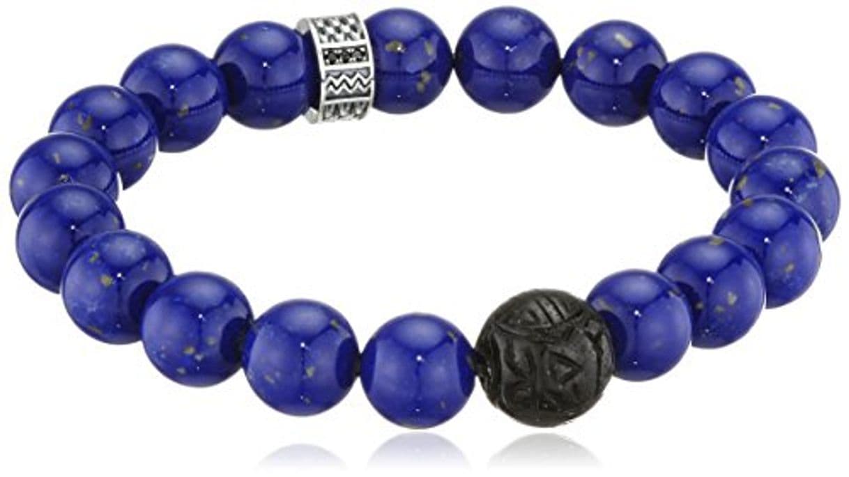 Moda Thomas Sabo Ajustable Pulsera para Hombre con negro azul e Lapis lázuli circonita