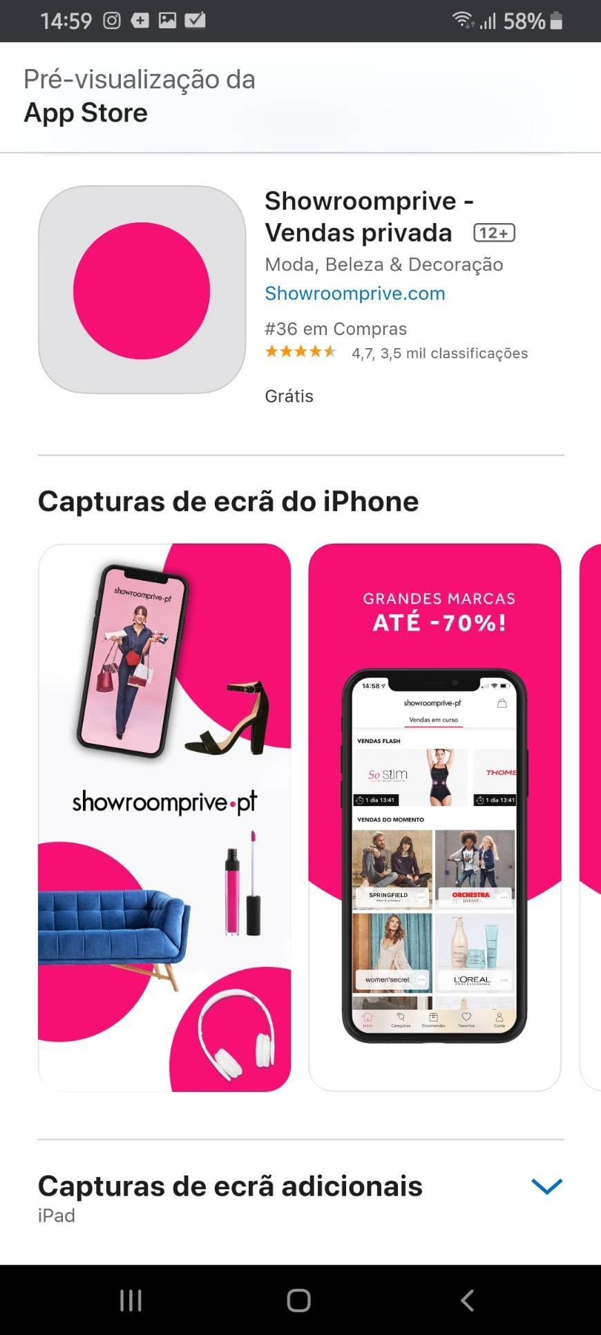 Fashion Showroomprivé app