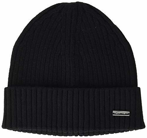 Moda Calvin Klein Basic Rib Beanie Gorro de Punto, Negro