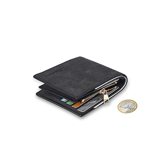 Electronic MPTECK @ Negro Cartera para hombre Estilo plegable Monedero Billetera de PU