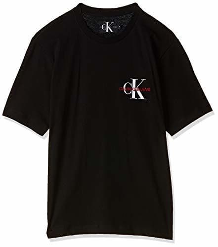 Fashion Calvin Klein Jeans Monogram Embro Camiseta CK Black