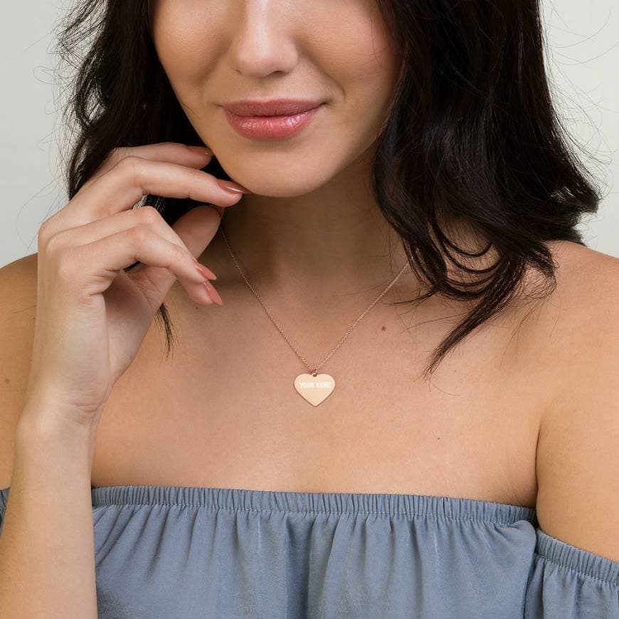 Product Engraved Silver Heart Necklace