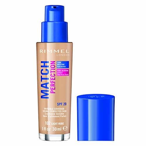 Belleza Rimmel London Match Perfection Foundation Base de Maquillaje Tono 102 Light Nude