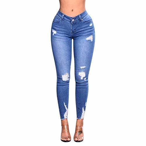 Fashion NO BRAND Mujeres Cintura Alta Stretch Print Jeans Leggings Skinny Slim Fitness