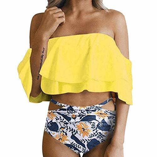 Place Luckycat Bikini Mujer Traje de baño 2018 Push Up Estampado Floral Conjunto