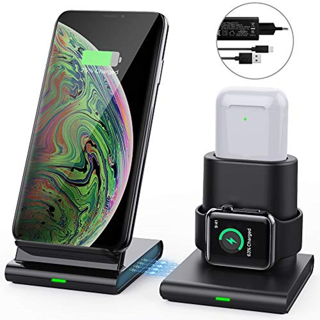 Electronic MoKo Cargador Inalámbrico Wireless Charger Compatible con iPhone y Apple Watch