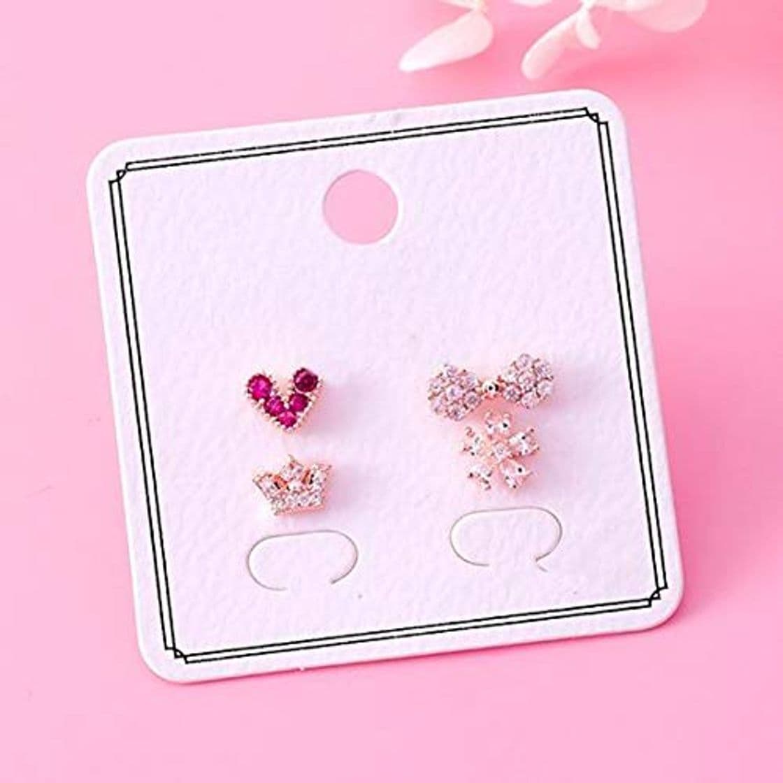 Fashion Pendientes de aleación Exquisito Micro Pave Zircon Crown Heart Stud Pendientes para