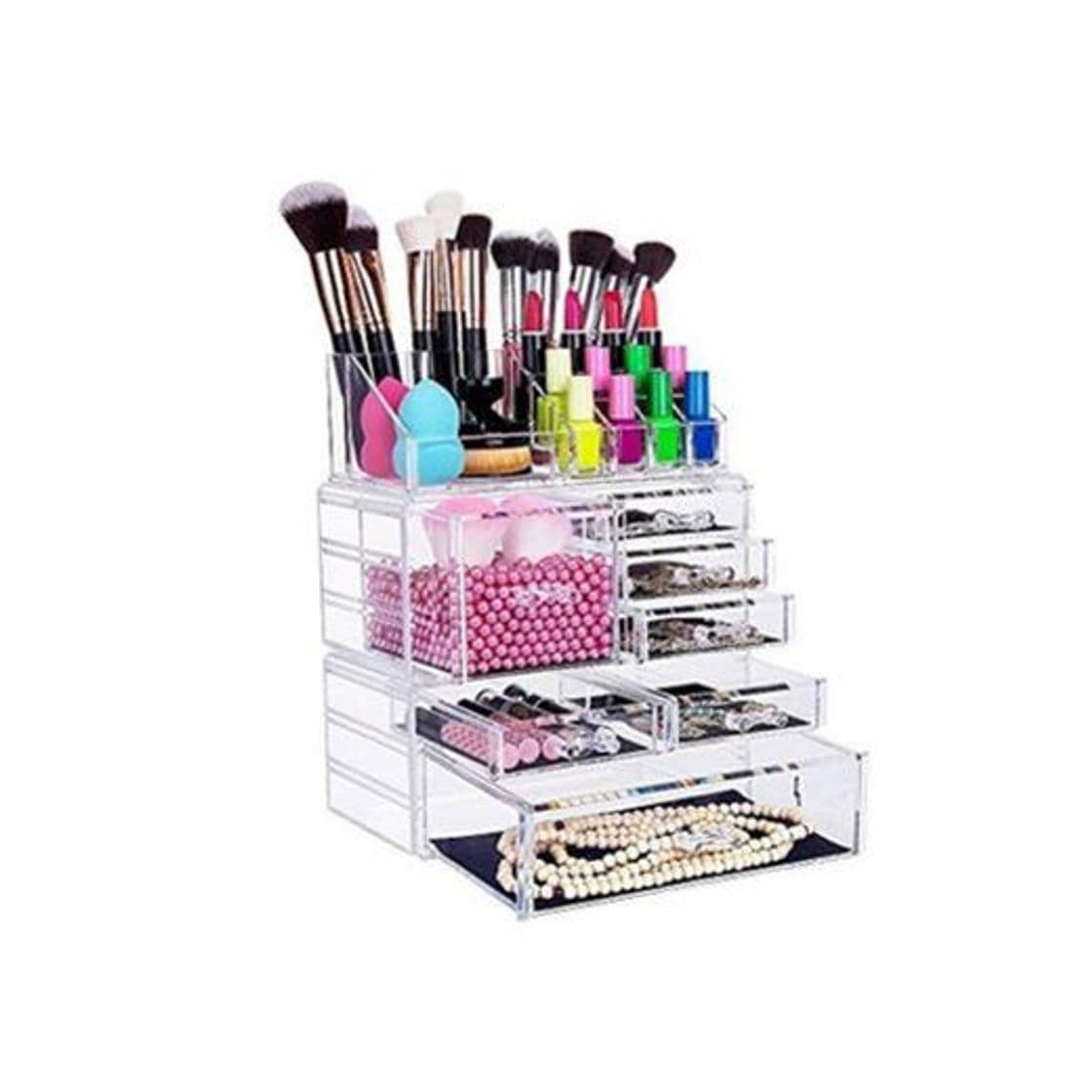 Moda FOBUY Caja acrílica Estante de maquillajes Maquillaje Cosméticos Joyería Organizador