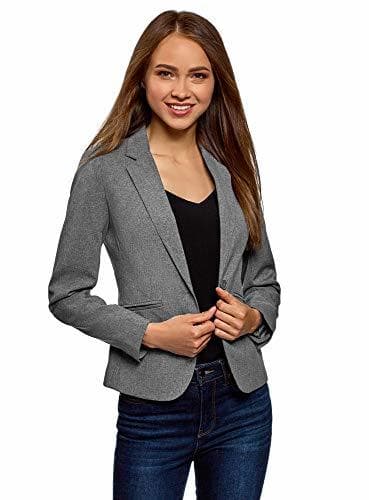 Place oodji Ultra Mujer Chaqueta Básica Ajustada, Gris, ES 42