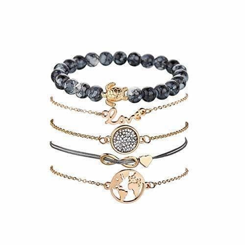 Moda Dsaren Conjunto Pulseras Mujer, Apilable Pulsera Ajustable Circón Brazalete Conjunto Mujeres Accesorios