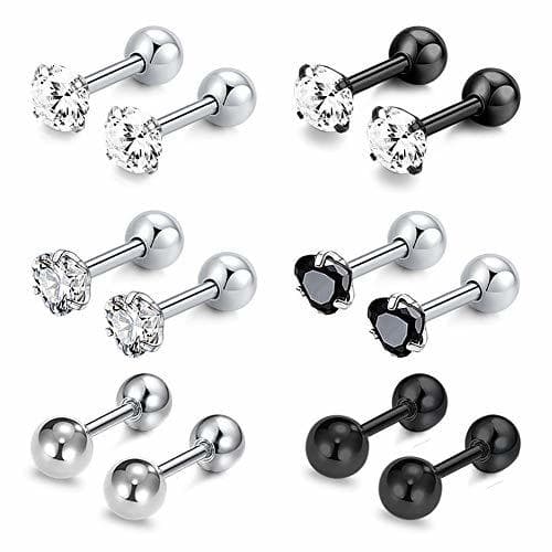 Product 16G Piercing Cartilago Tragus Pendientes Set Labret Studs Barbell Acero Quirurgico Corazón