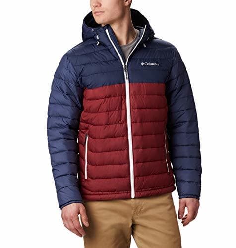 Fitness Columbia Powder Lite Hooded Chaqueta De Plumón con Capucha, Hombre, Rojo