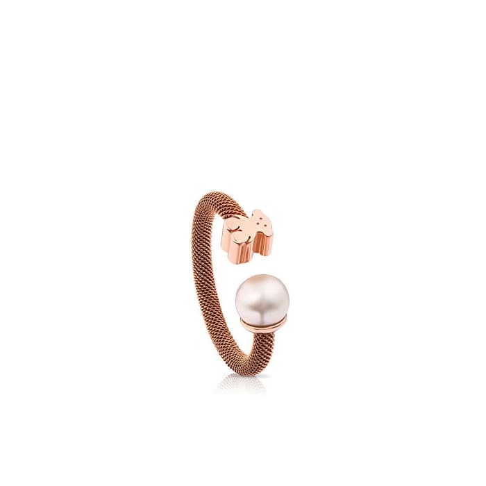 Producto Anillo TOUS Icon Mesh de acero IP rosa y plata vermeil rosa