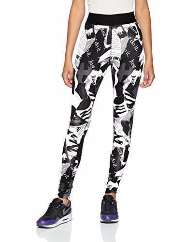 Fashion Nike W NSW Lggng Newsprint, Mallas de Entrenamiento para Mujer, Negro