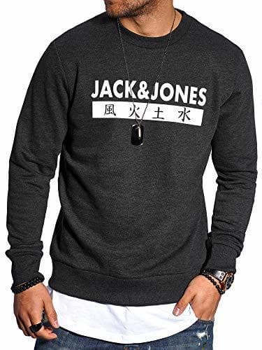 Moda JACK & JONES - Sudadera para Hombre, Cuello Redondo, 4 Elementos