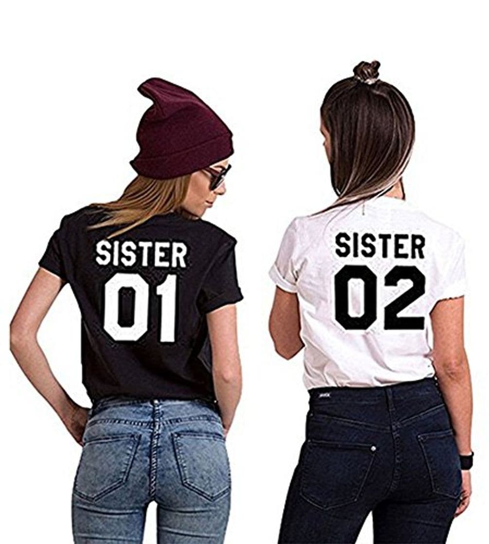 Product Minetom Camiseta Casual de Sister T-Shirt de Manga Corta Top Estampado para