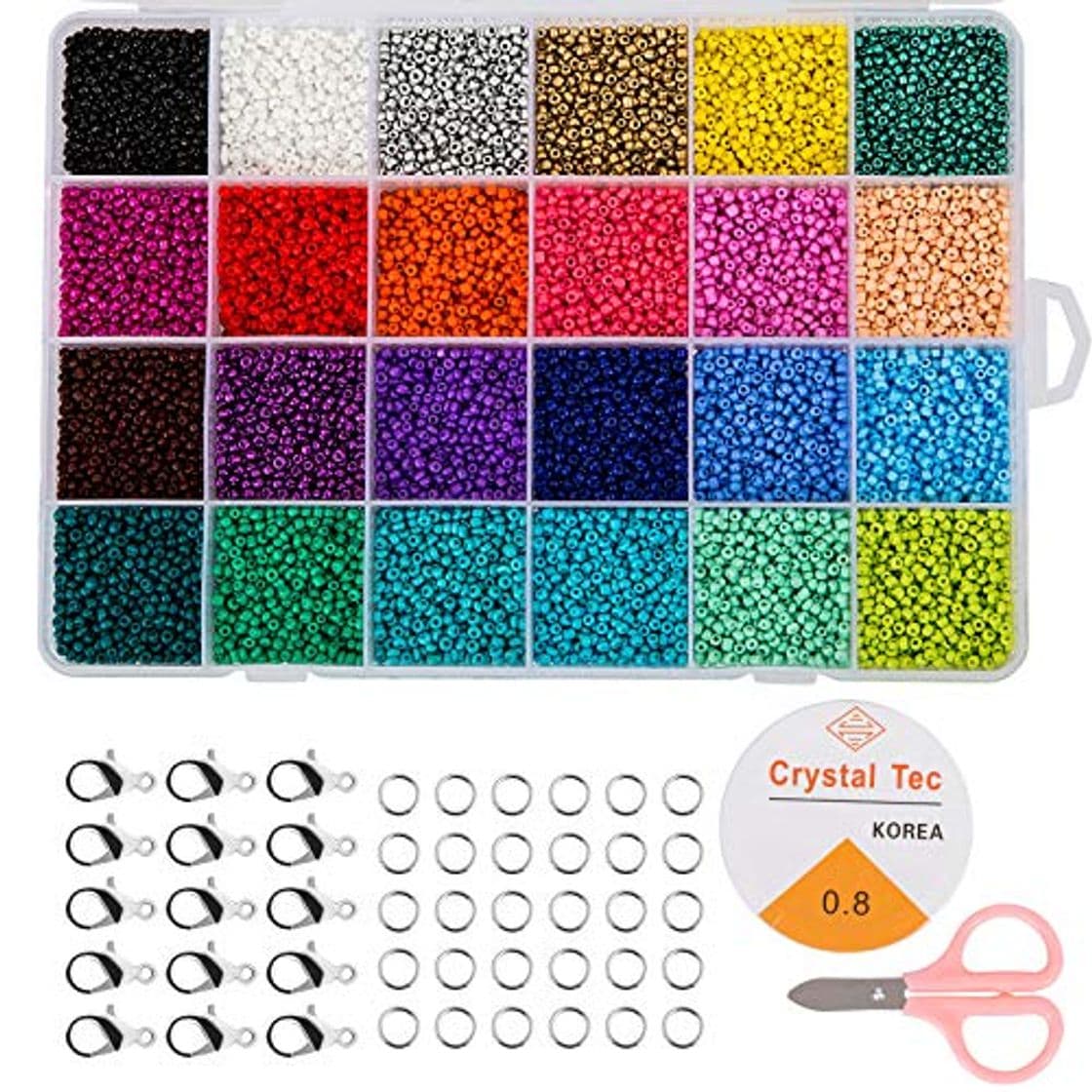 Lugar Naler Cuentas de Colores 2mm Mini Cuentas y Abalorios Cristal para DIY