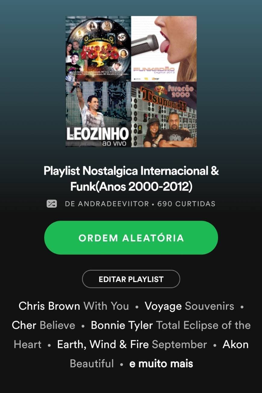 Music Playlist Nostalgica Internacional & Funk(Anos 2000-2012)