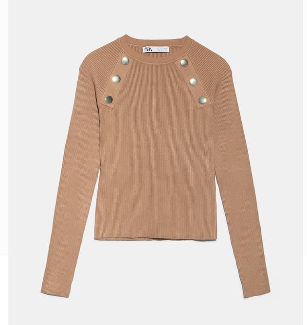 Fashion Sweater canelado com botões Zara