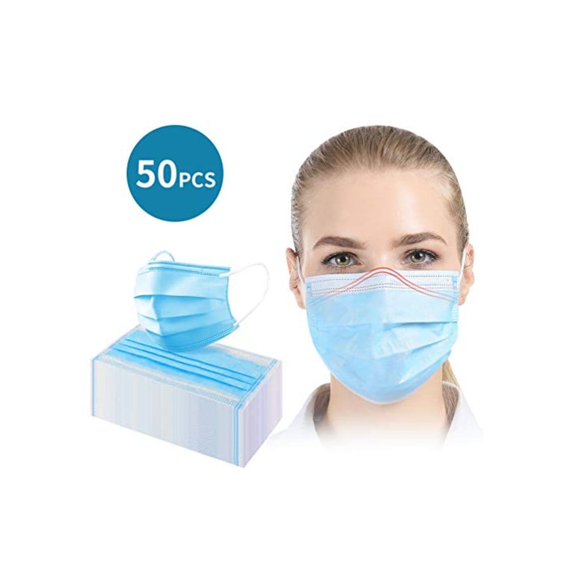 Producto 50 Piezas Tamaño de Cara Libre desechable Azul 3