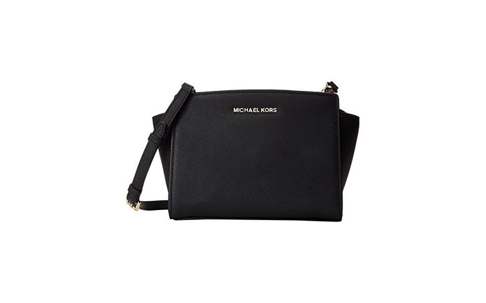 Moda Michael Kors Selma Medium Messenger, Bolso bandolera para Mujer, Negro