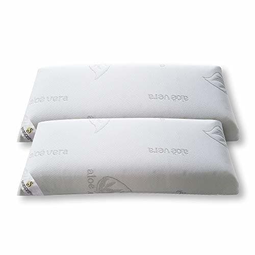 Lugar Seasons - Pack de 2 almohadas viscoelásticas, tejido Aloe Vera con hilo