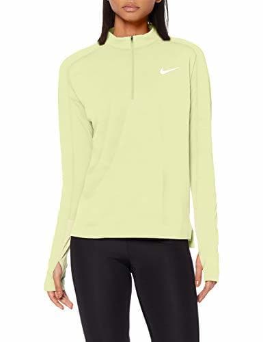 Fitness Nike W Nk Pacer Top Hz Long Sleeved T-Shirt, Mujer, Limelight/htr/White/(Reflective silv)