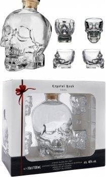 Product El set de regalo de 70cl Skull Crystal Head Vodka incluye 4