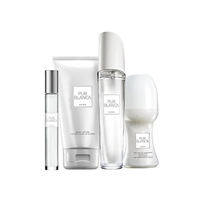 Product Avon Pur blanca Parfum Set 4 Piezas Eau de Parfum Spray/Body Lotion/Deo Roller/Parfum