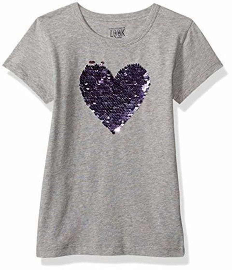 Fashion LOOK by Crewcuts - Camiseta de manga corta para niñas con lentejuelas