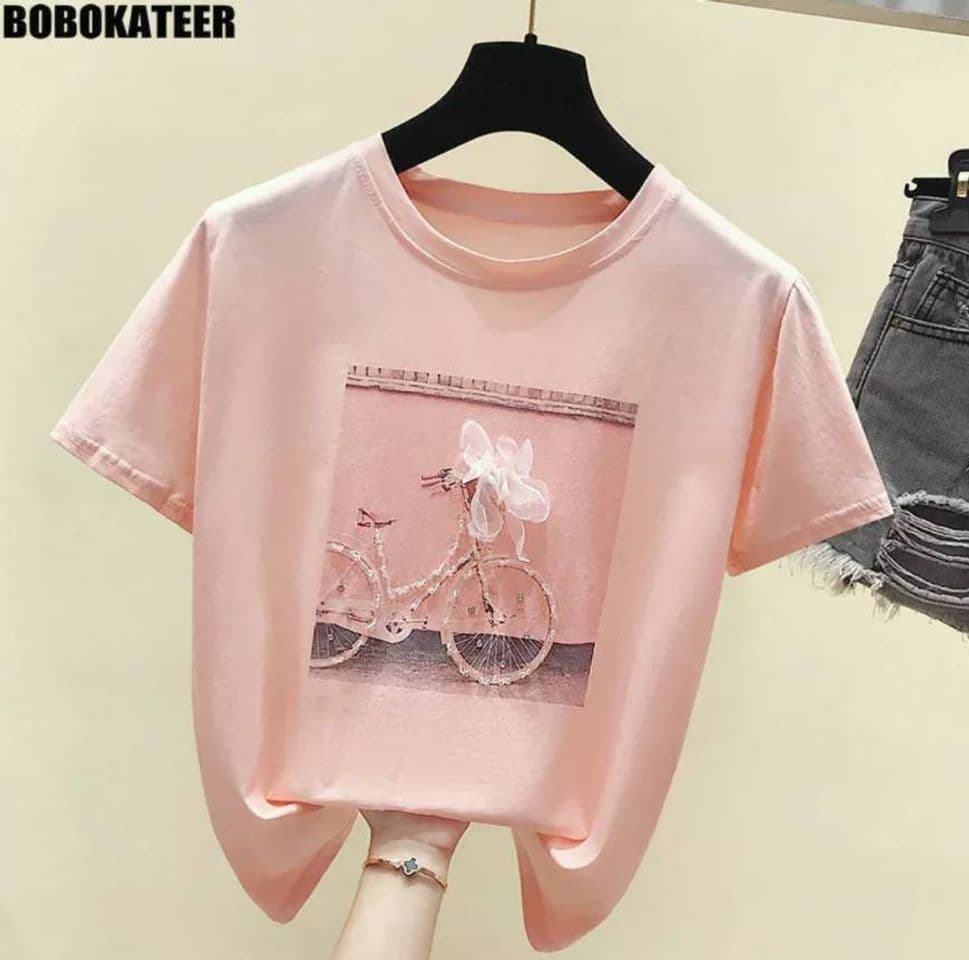 Product Bobokateer moda camiseta feminina verão topos kawaii rosa ca