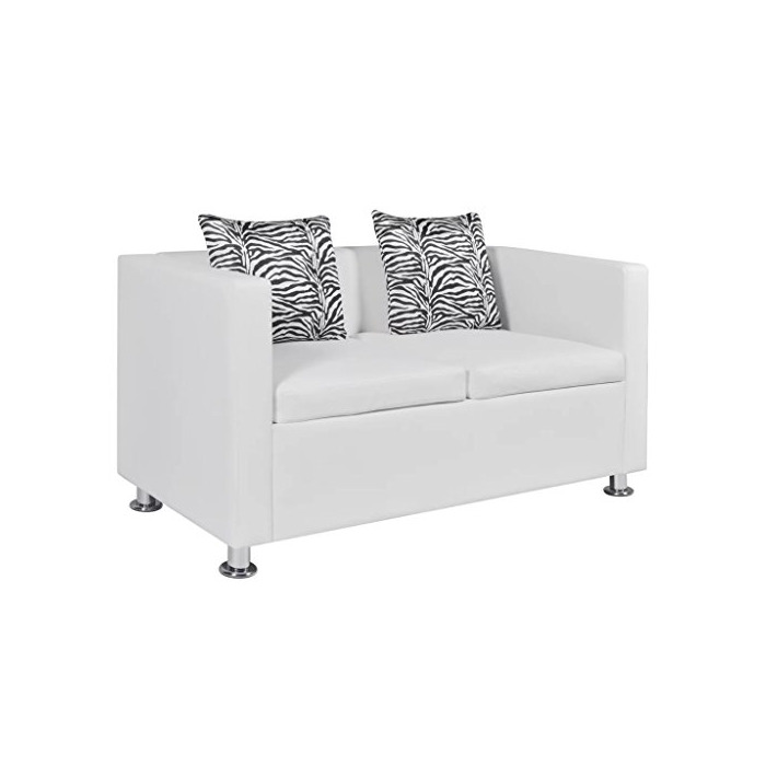 Home vidaXL Sofá Moderno de 2 Plazas Cuero Artificial Blanco Sillón de Salón