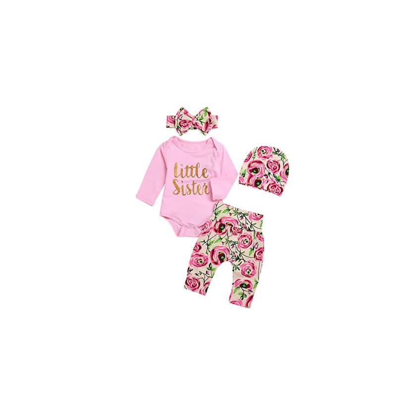 Producto Borlai 4Pcs Baby Girl Little Sister Rose Flower Outfits Mameluco