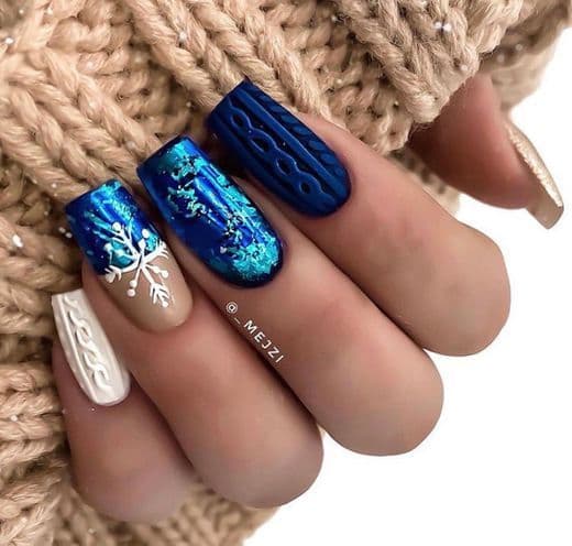 Moda UÑAS NAVIDAD AZULES