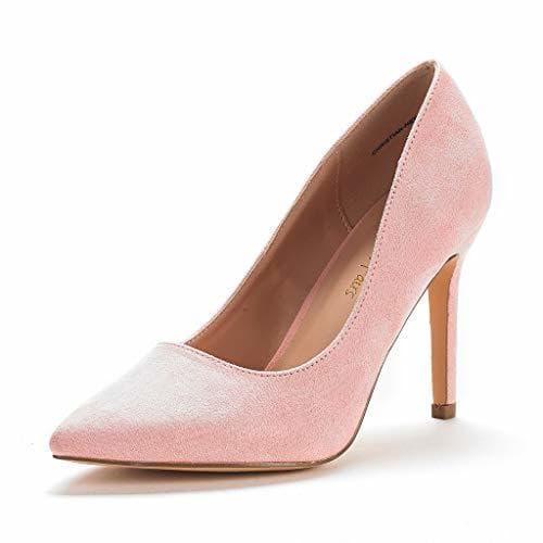 Moda DREAM PAIRS Zapatos de Tacón Alto Pump para Mujer Rosa Ante 41