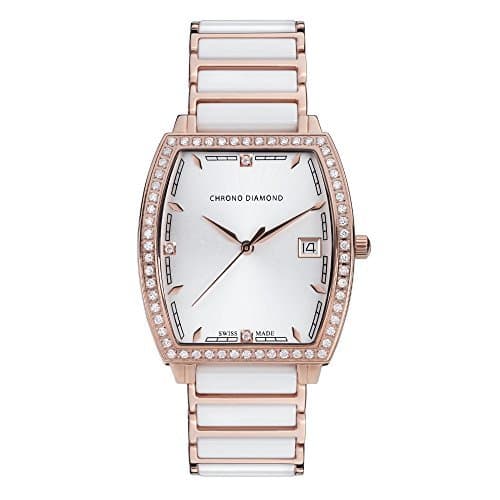 Lugar 10310E Chrono Diamond Leandra roseoro IP cerámica Blanco