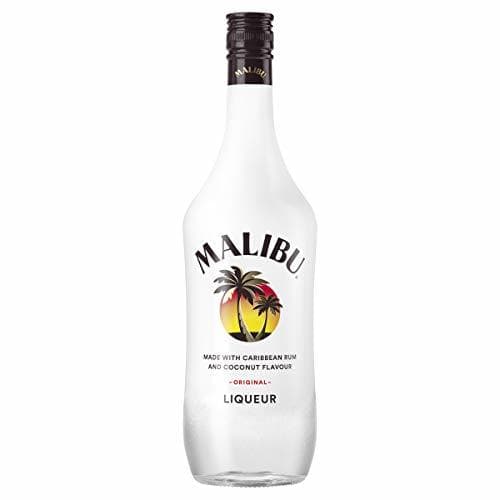 Producto Malibu' carribean white rum coconut confezione in bottiglia di vetro da 1