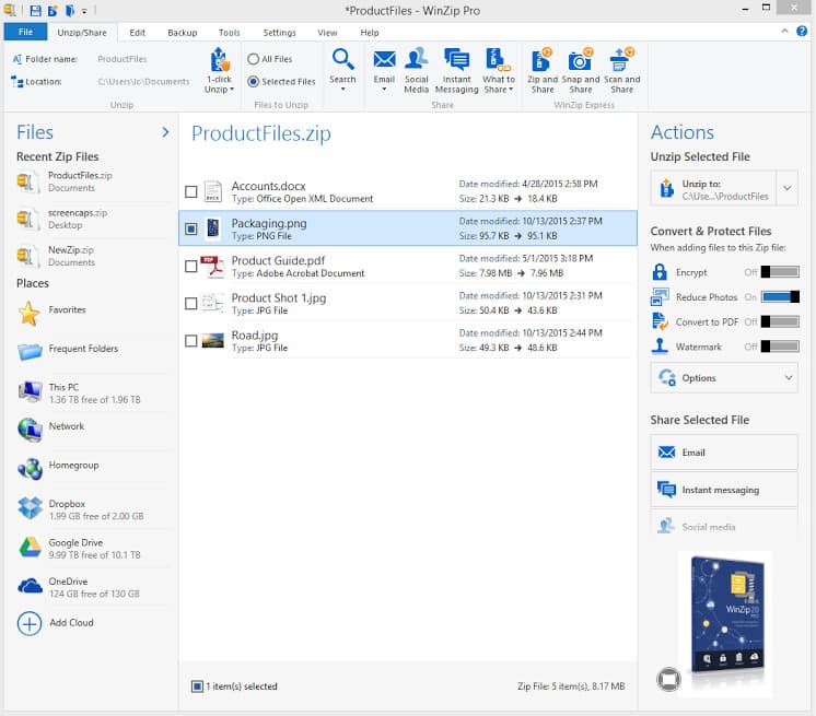 App WinZip Pro: zip, unzip & rar