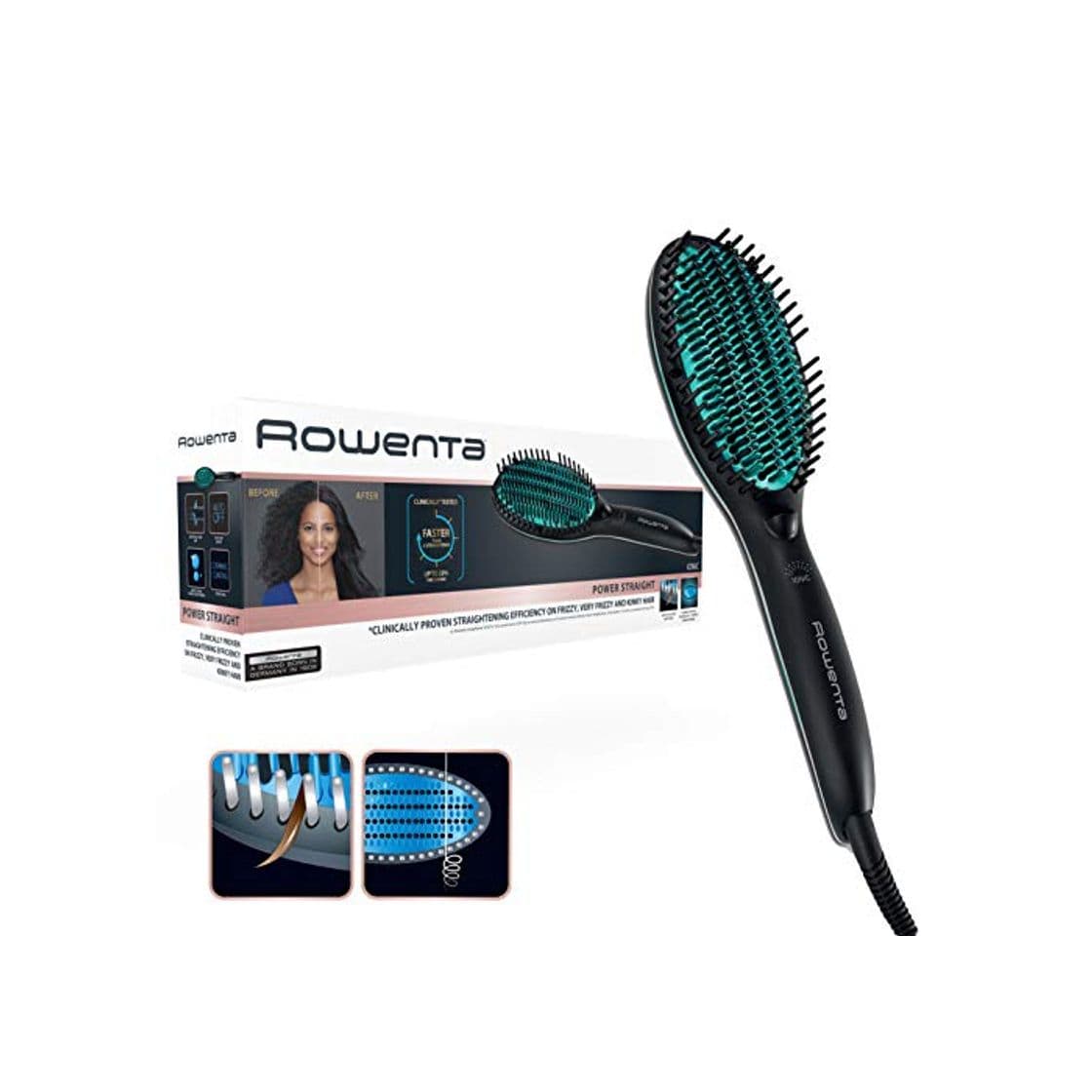 Beauty Rowenta Cepillo alisador Power Straight CF5820F0 - Cepillo especial para cabello muy