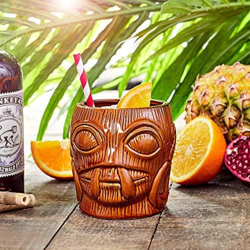 Lugar bar@drinkstuff Bora Bora Tiki Taza marrón 16 oz/450 ML – cerámica Hawaiano cóctel Taza