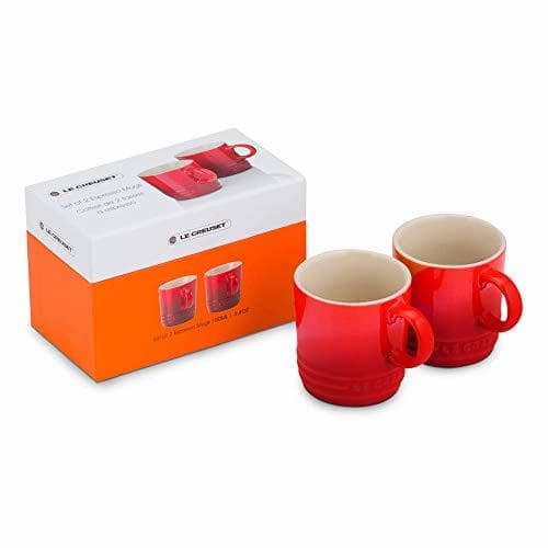 Home Le Creuset 9102971006 Juego de 2 tazas de café, gres, Rojo