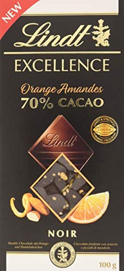 Producto Tableta de chocolate negro Lindt Excellence 70% cacao Naranja y Almendra