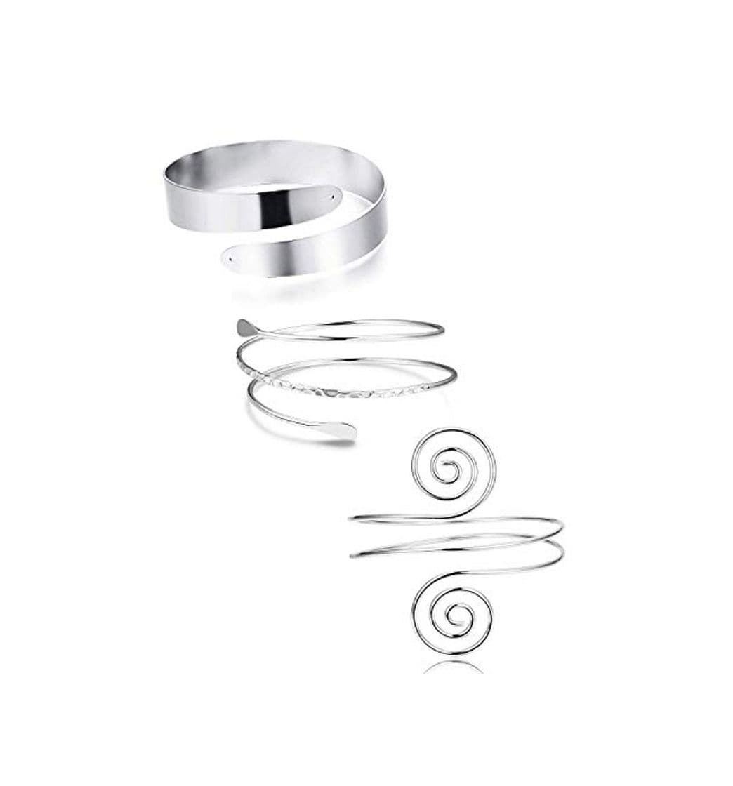 Producto Finrezio 3 Piezas Bobina Minimalista Brazalete Superior Ajustable Brazalete Brazalete Brazalete Remolino De Filigrana Plata