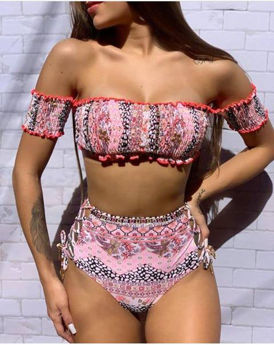 Moda Moda praia feminina biquíni eslateque estampado